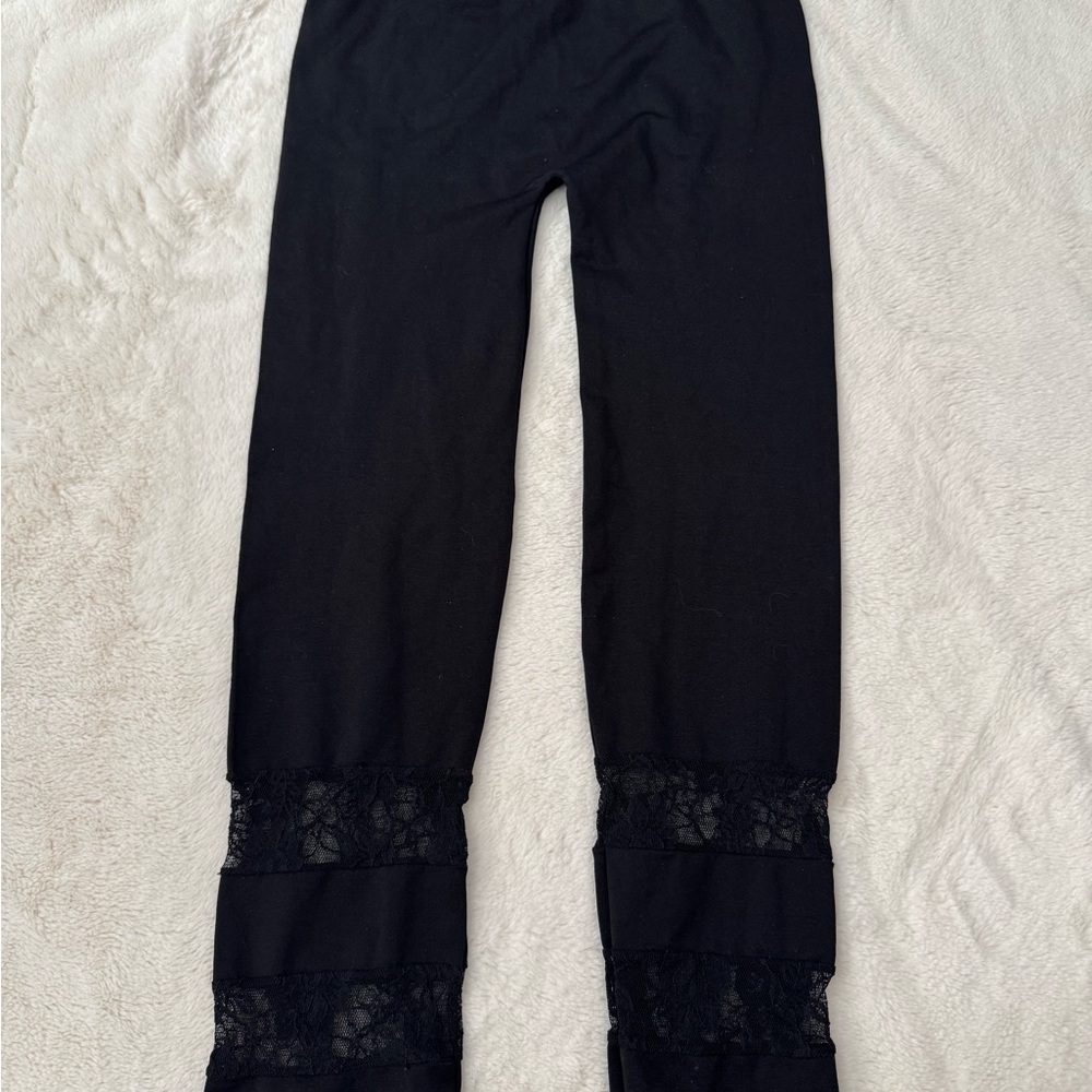 Pink Rose Black Nylon Blend Pants